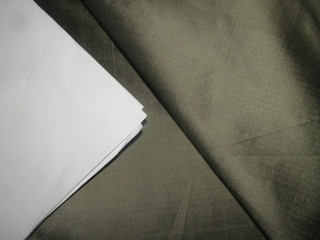100% PURE SILK DUPION FABRIC Green x Black COLOR 54" wide DUP2[9]
