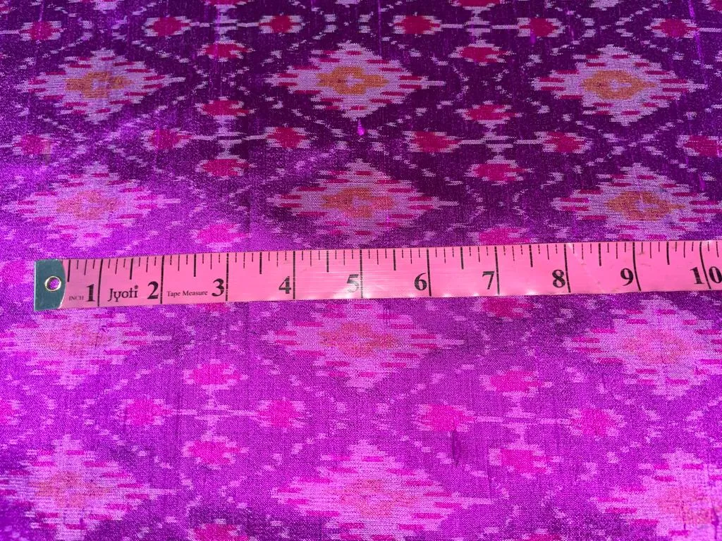 100% pure silk dupion ikat fabric Aubergine color 44" wide DUP_IKAT_8376