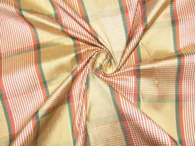 100% silk dupion gold and red Plaids fabric 54&quot; wide