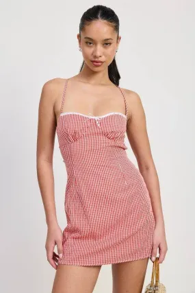 A Line Gingham Mini Dress
