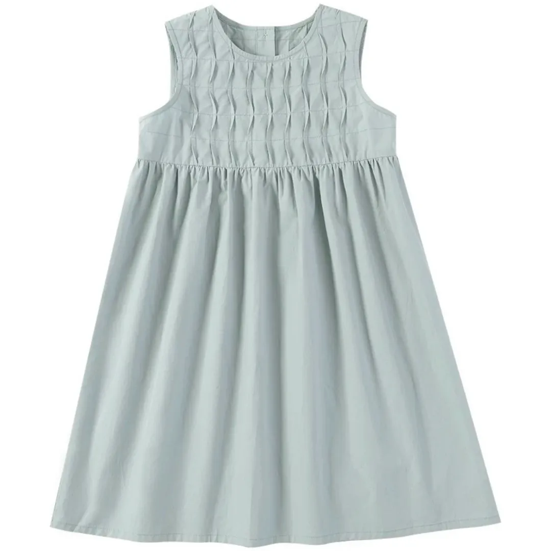 褶皱纹理全棉A字连衣裙 Pleated Textured Cotton A-Line Dress