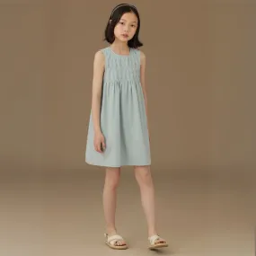 褶皱纹理全棉A字连衣裙 Pleated Textured Cotton A-Line Dress