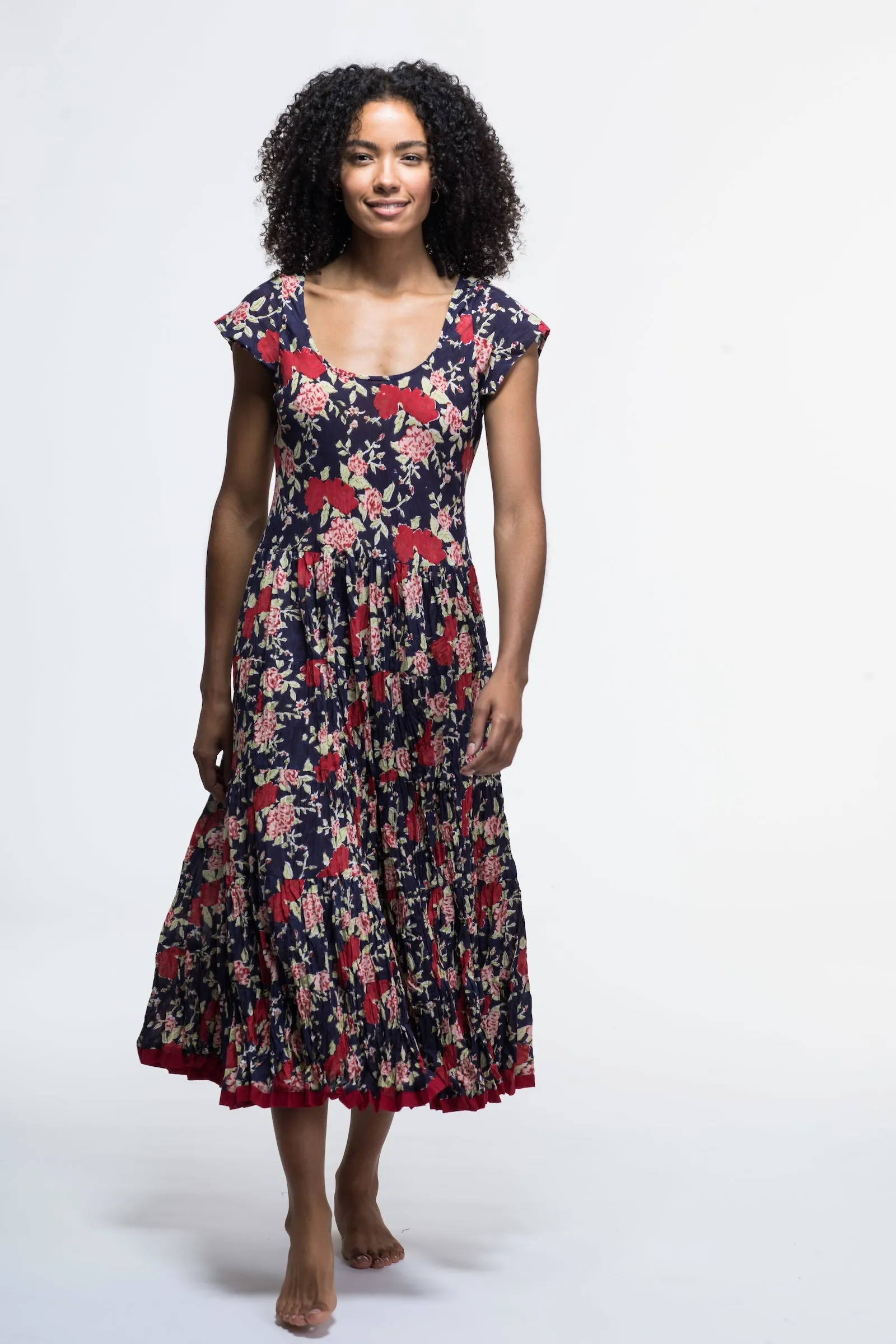 Amber Dress Hand Block Printed Pure Cotton Last One Size 18 to 22