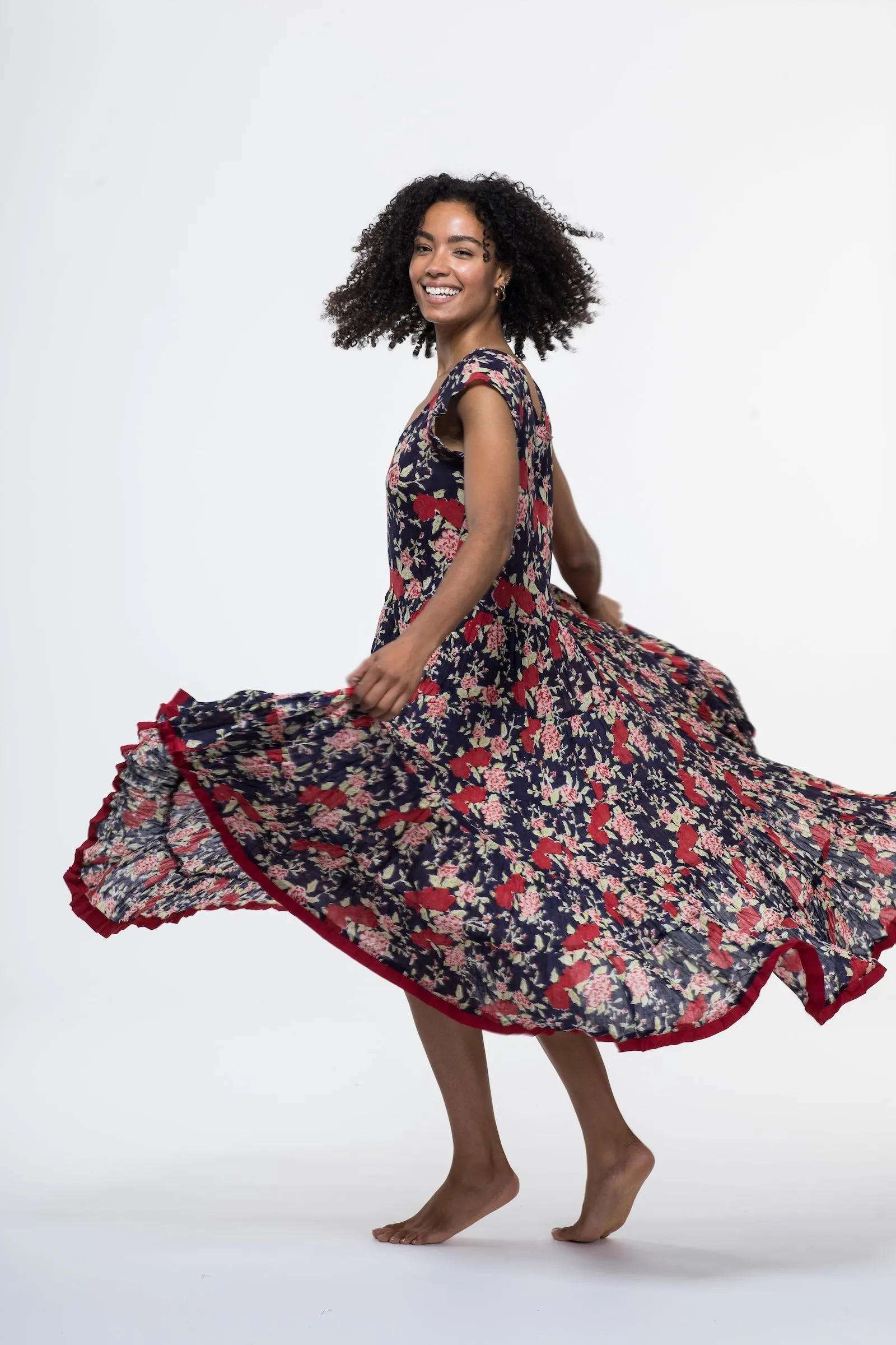 Amber Dress Hand Block Printed Pure Cotton Last One Size 18 to 22