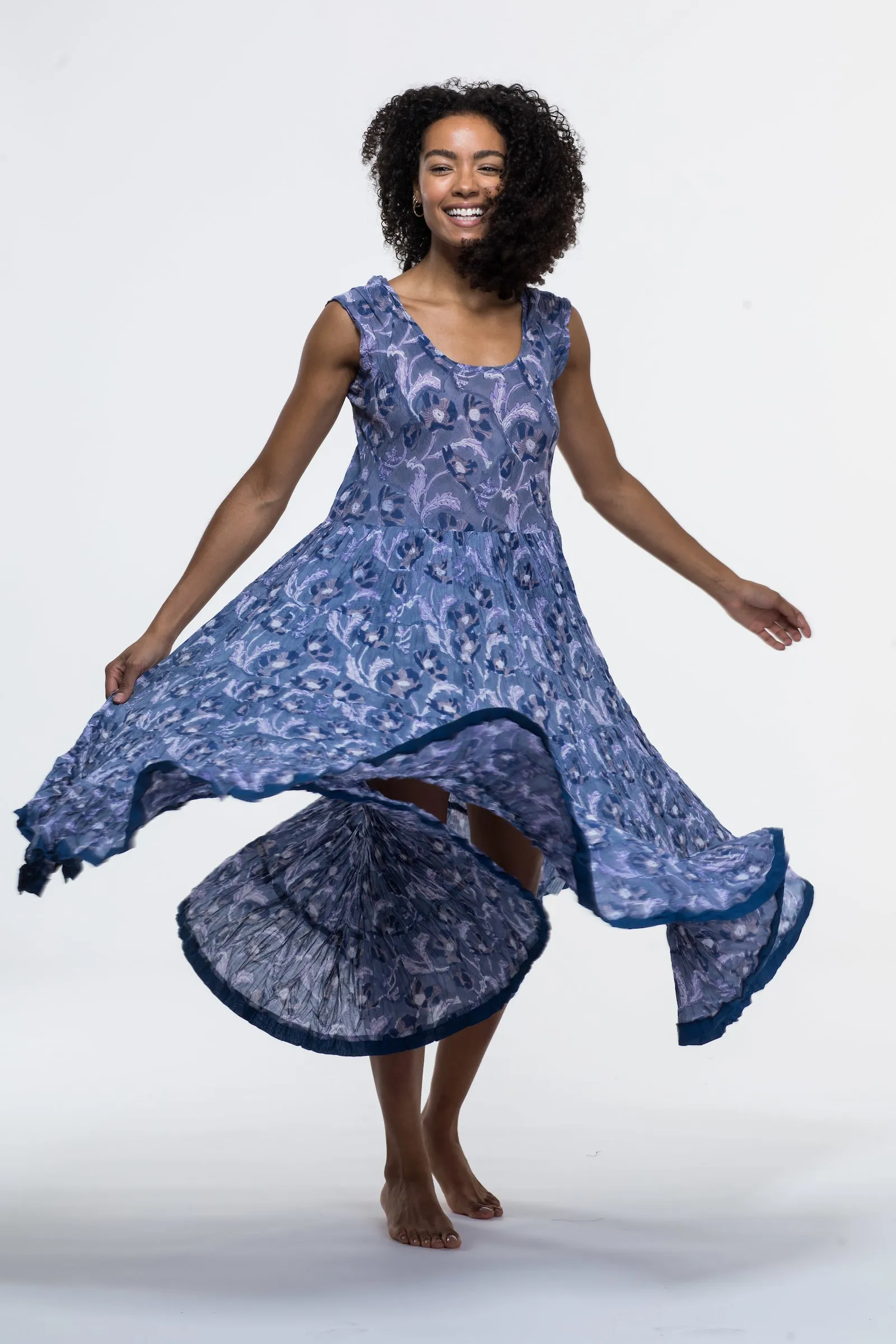 Amber Dress Hand Block Printed Pure Cotton Last One Size 18 to 22