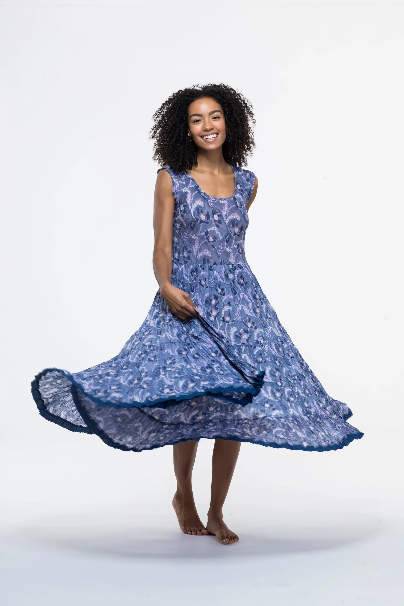 Amber Dress Hand Block Printed Pure Cotton Last One Size 18 to 22