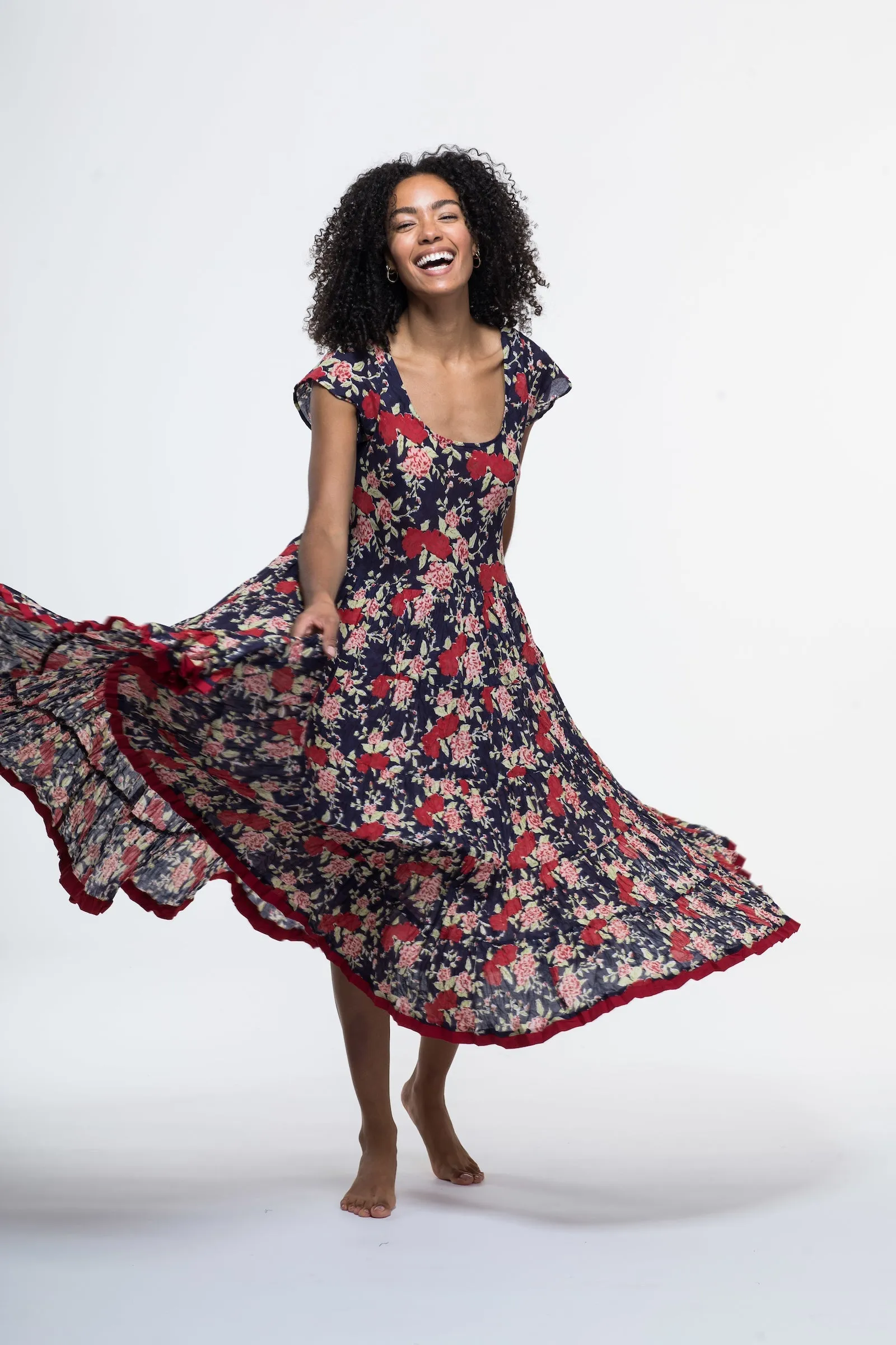 Amber Dress Hand Block Printed Pure Cotton Last One Size 18 to 22