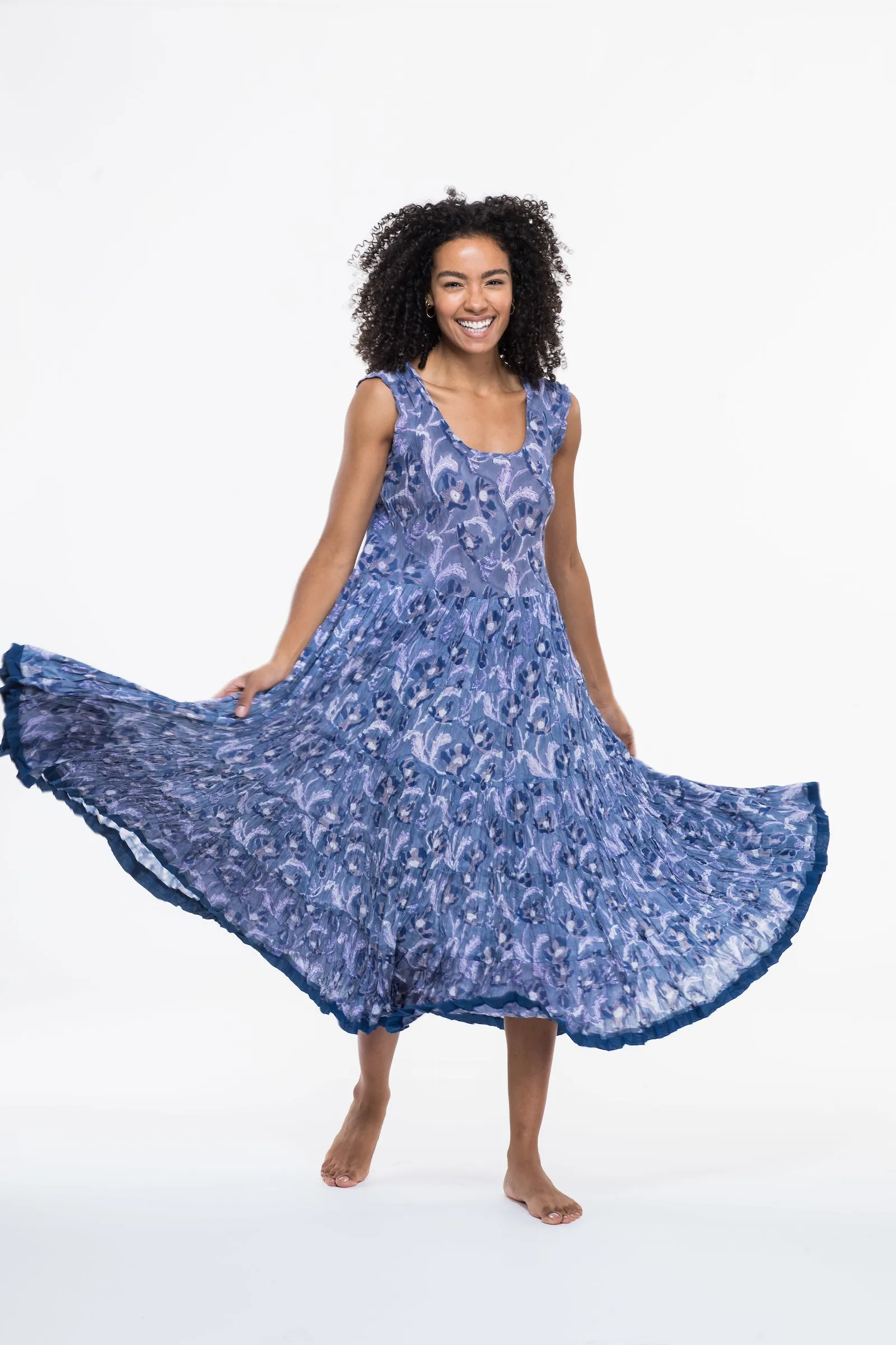 Amber Dress Hand Block Printed Pure Cotton Last One Size 18 to 22