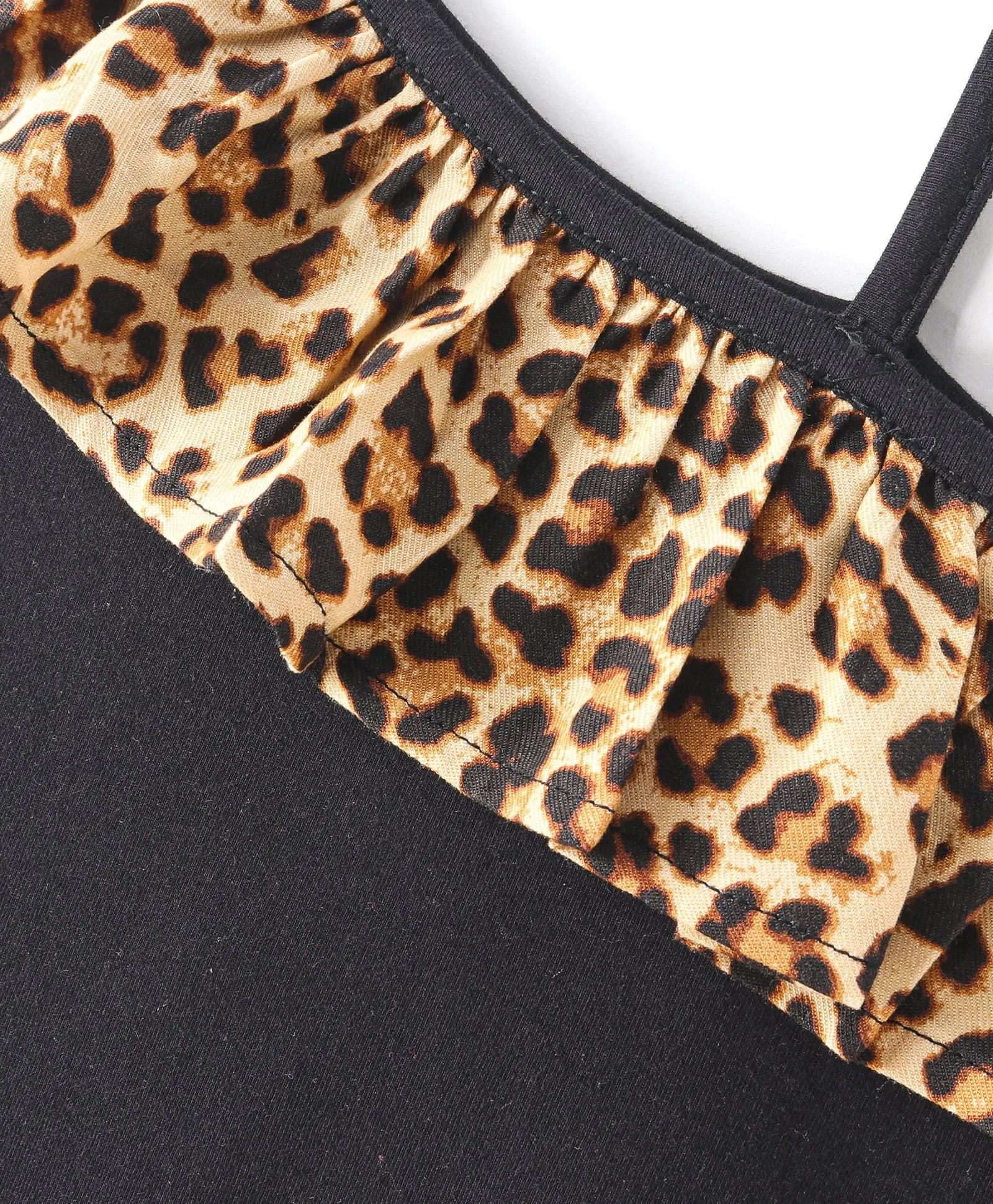 Animal Print Single Strap Frilled Straight Dress