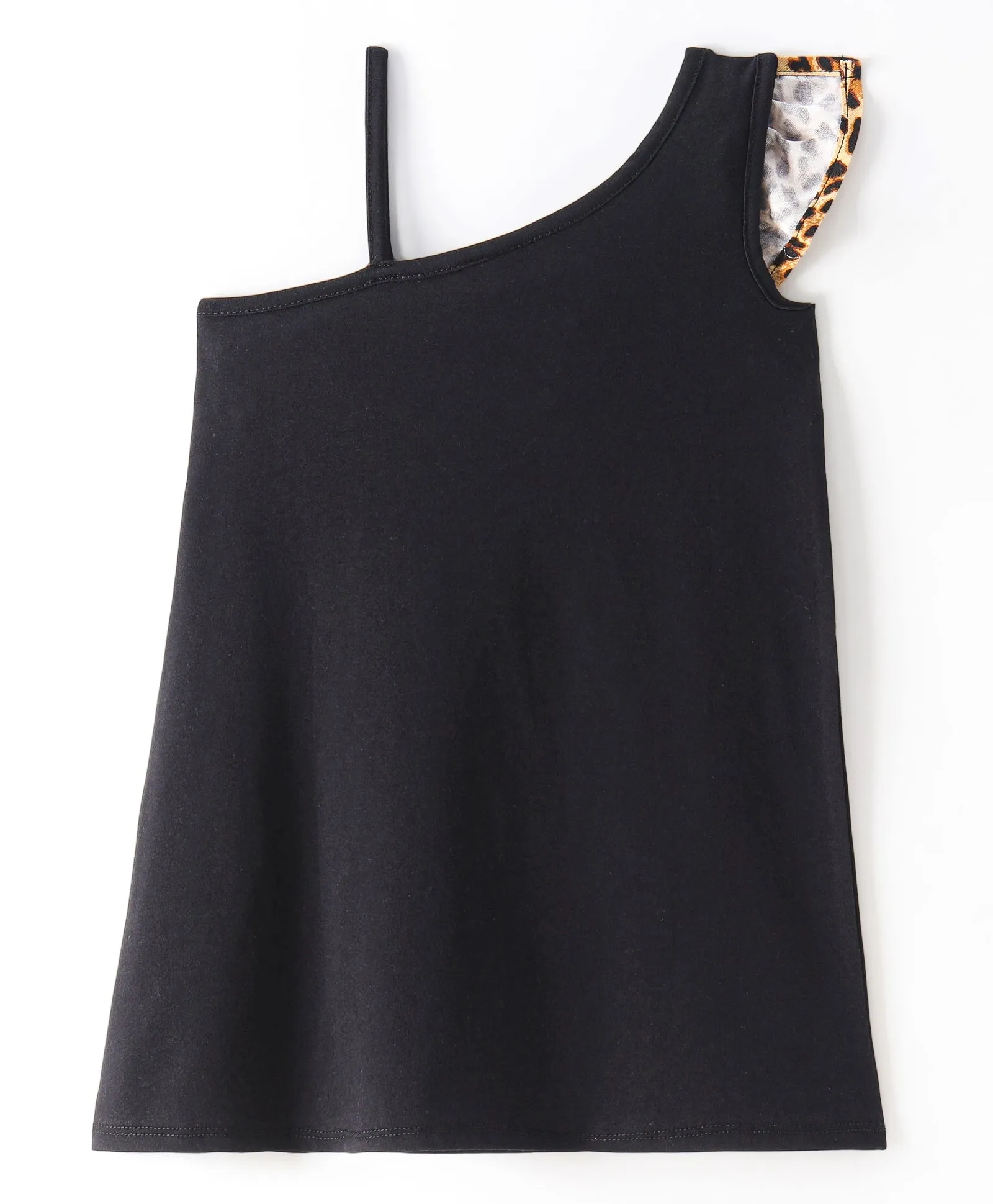 Animal Print Single Strap Frilled Straight Dress