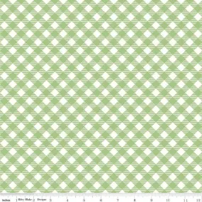 Bee Ginghams Debbie Granny Green Cotton Yardage by Lori Holt | Riley Blake Designs