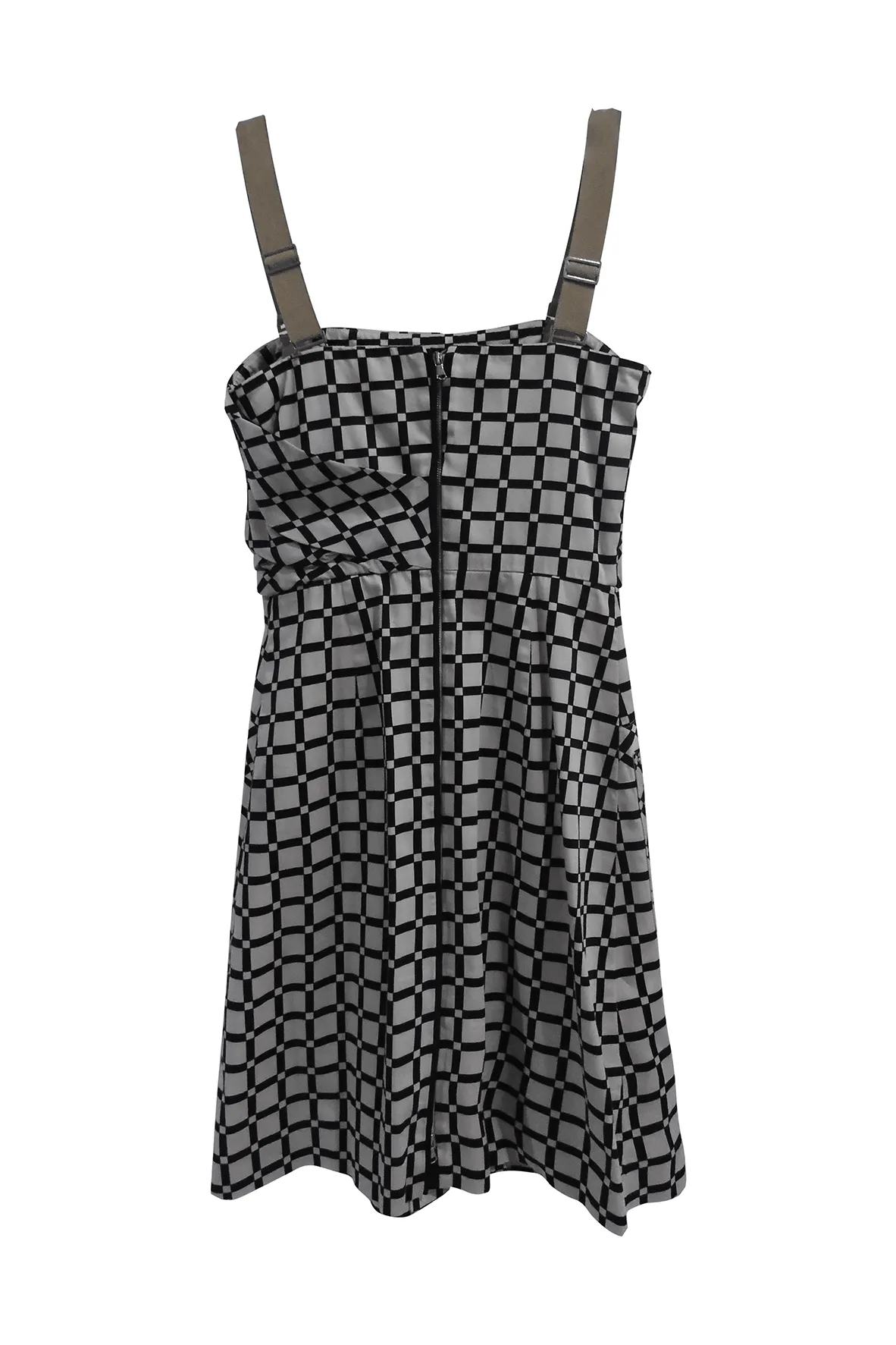 Black And Light Brown Checkered Short Dress