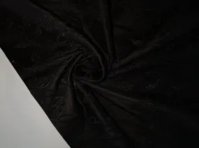 Black dupioni with black self embroidery FLORAL ~DUPE13