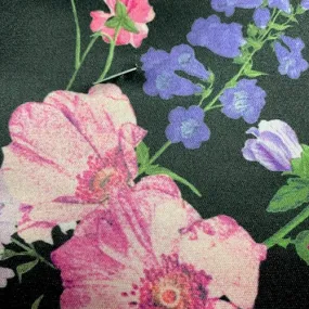 Black Floral Satin Fabric