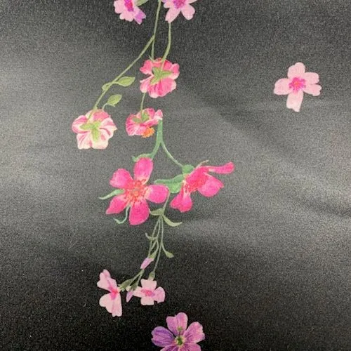 Black Floral Satin Fabric