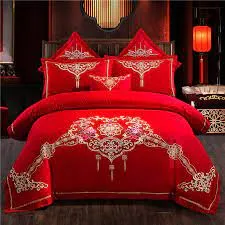blood red dupioni embroidered DUP#E8