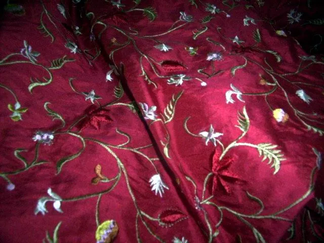 blood red dupioni embroidered DUP#E8