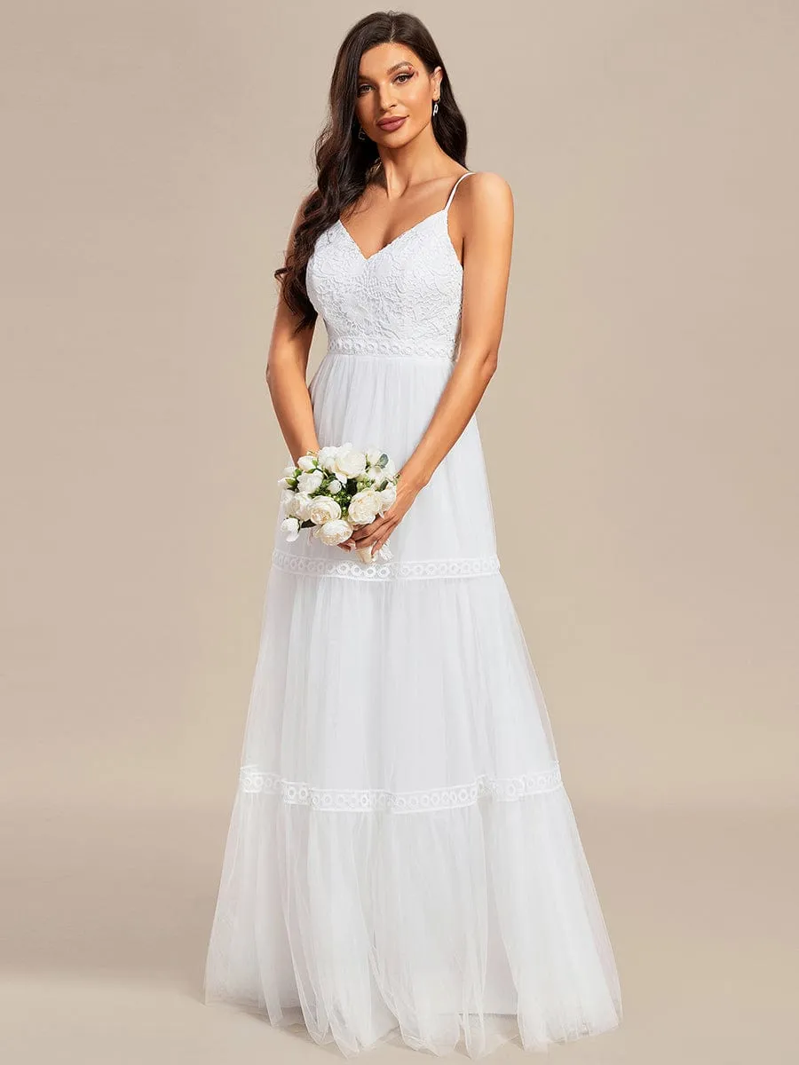 Bohemian Lace A-Line Wedding Dress with Spaghetti Straps