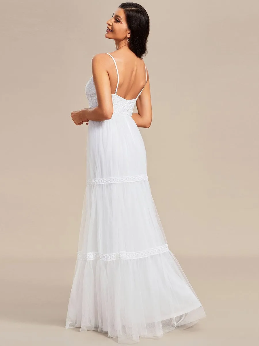 Bohemian Lace A-Line Wedding Dress with Spaghetti Straps