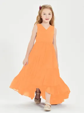 Boho Junior Bridesmaid Dresses Cascading Skirt Orange