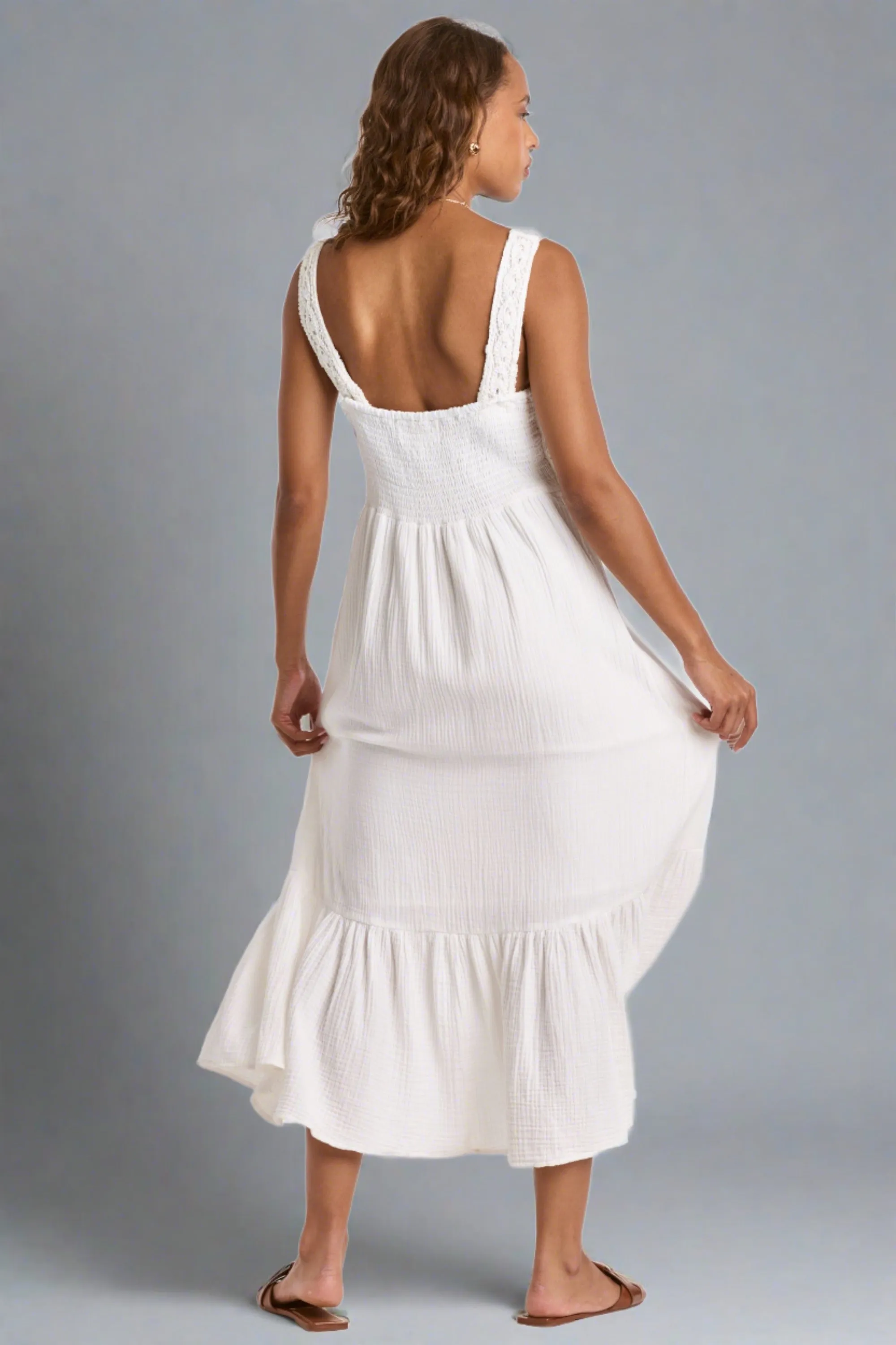 CHASITY EMBROIDERY TANK DRESS WHITE