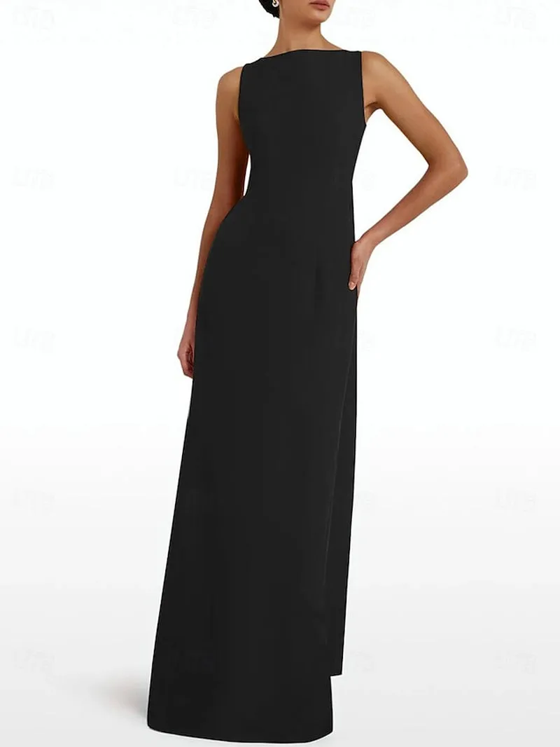 Chic Bow-Accented Sheath Gown for Elegant Beach Weddings and Formal Events