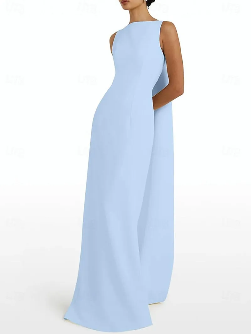 Chic Bow-Accented Sheath Gown for Elegant Beach Weddings and Formal Events