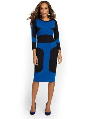 Colorblock Sheath Sweater Dress