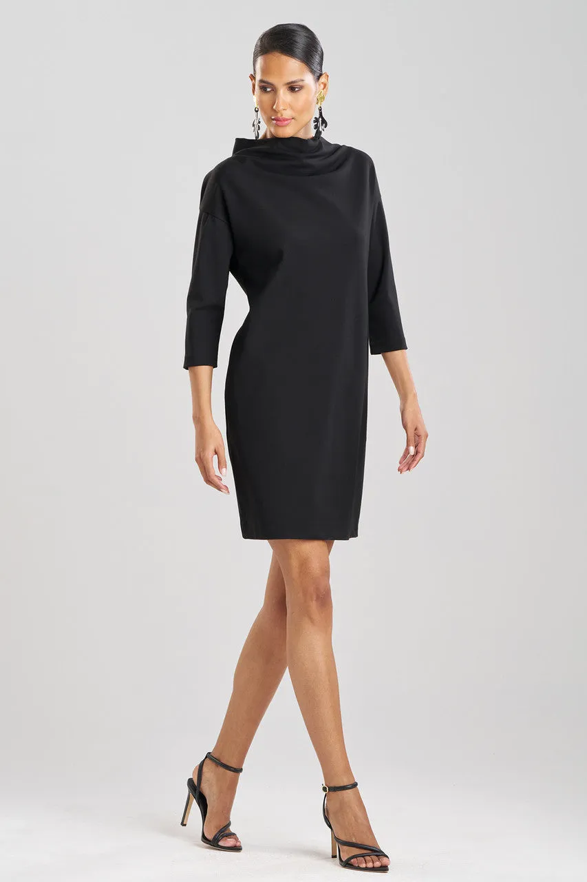 Compact Knit Funnel Shift Dress