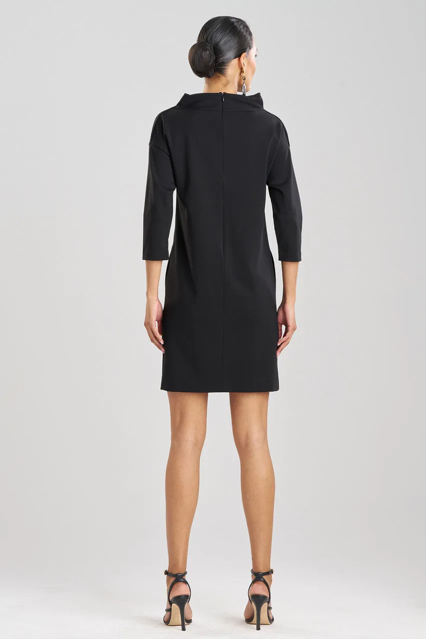 Compact Knit Funnel Shift Dress