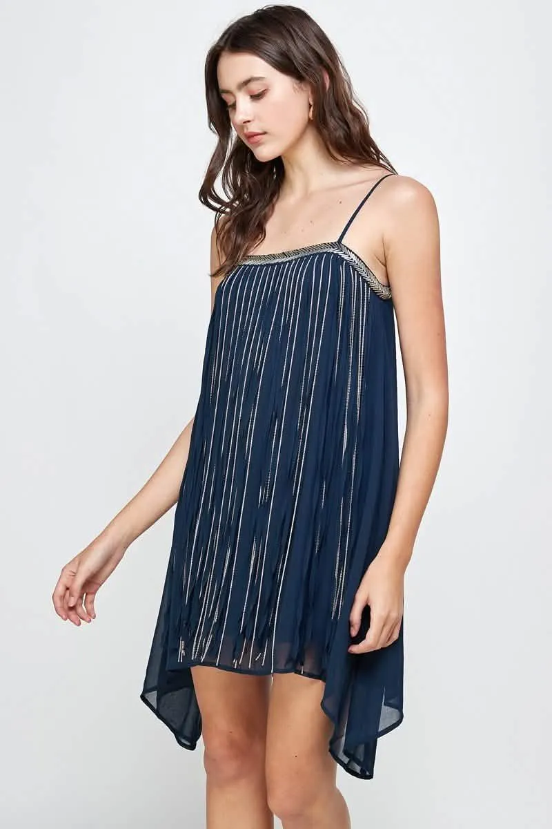 Dazzling Fringe Metallic Mini Dress