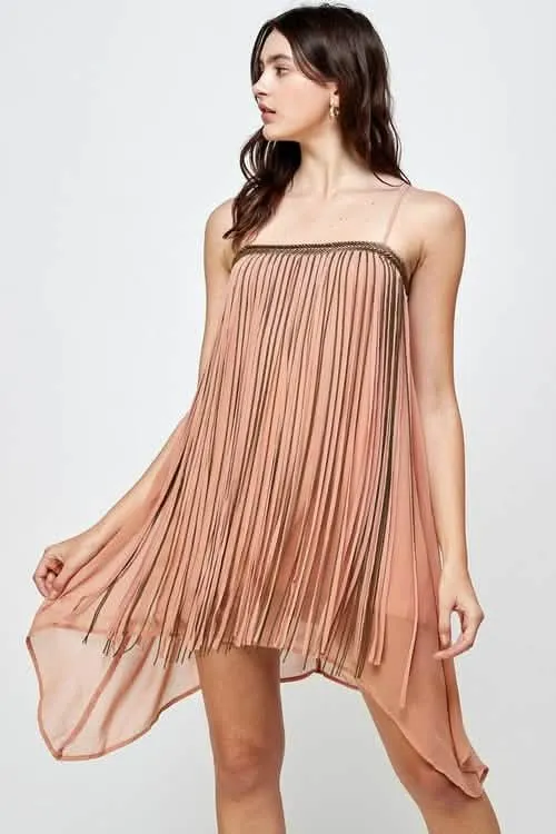 Dazzling Fringe Metallic Mini Dress