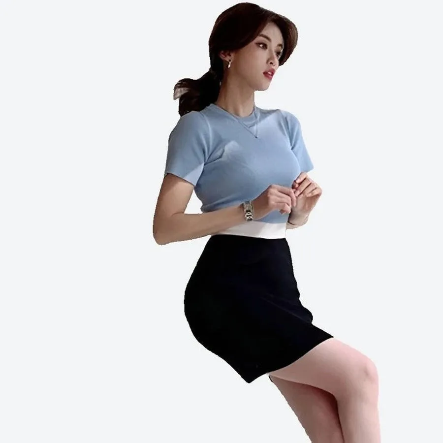 Elegant Color-Block Bodycon Dresses