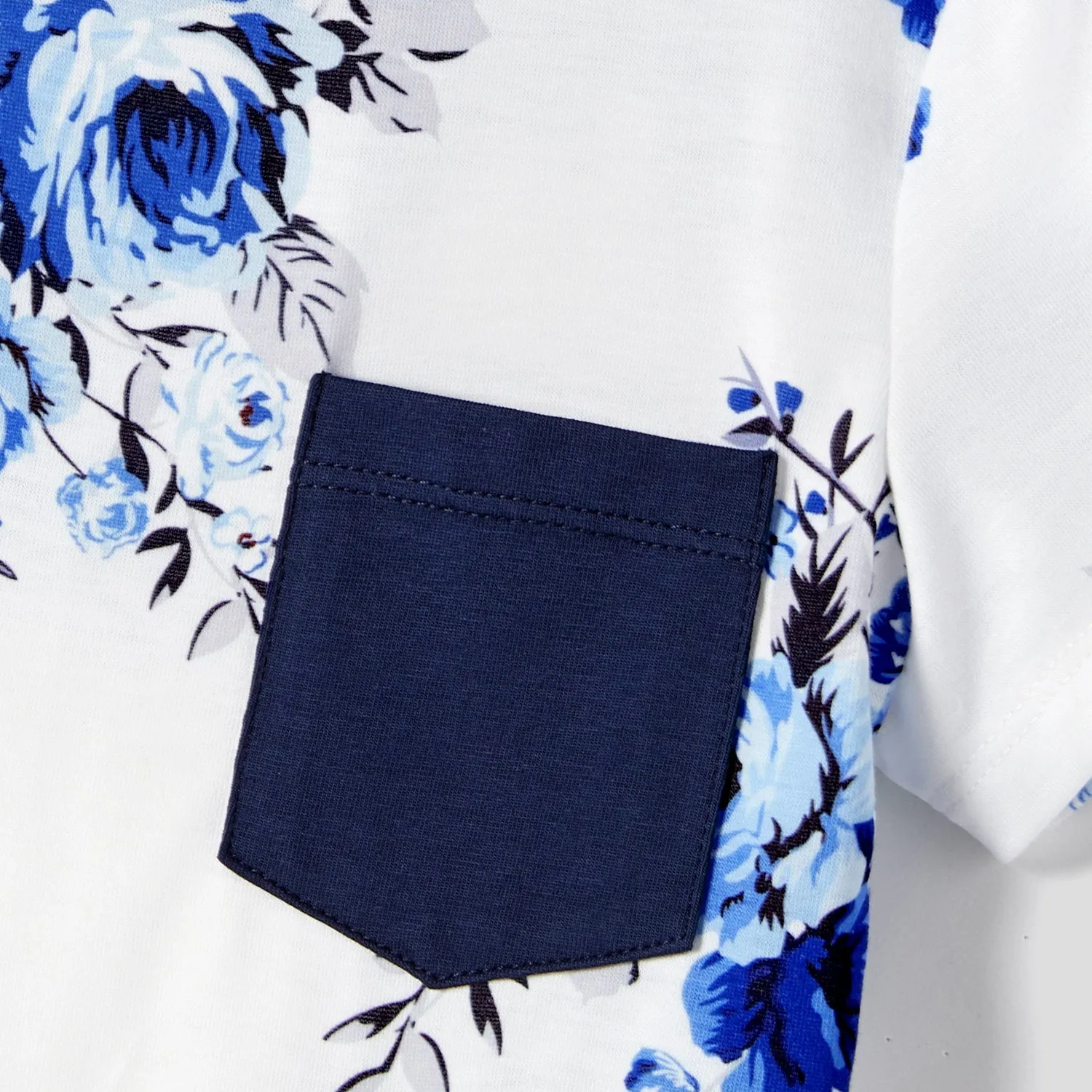 Family Matching Allover Floral Print  Dresses and Short-sleeve Colorblock T-shirts Sets