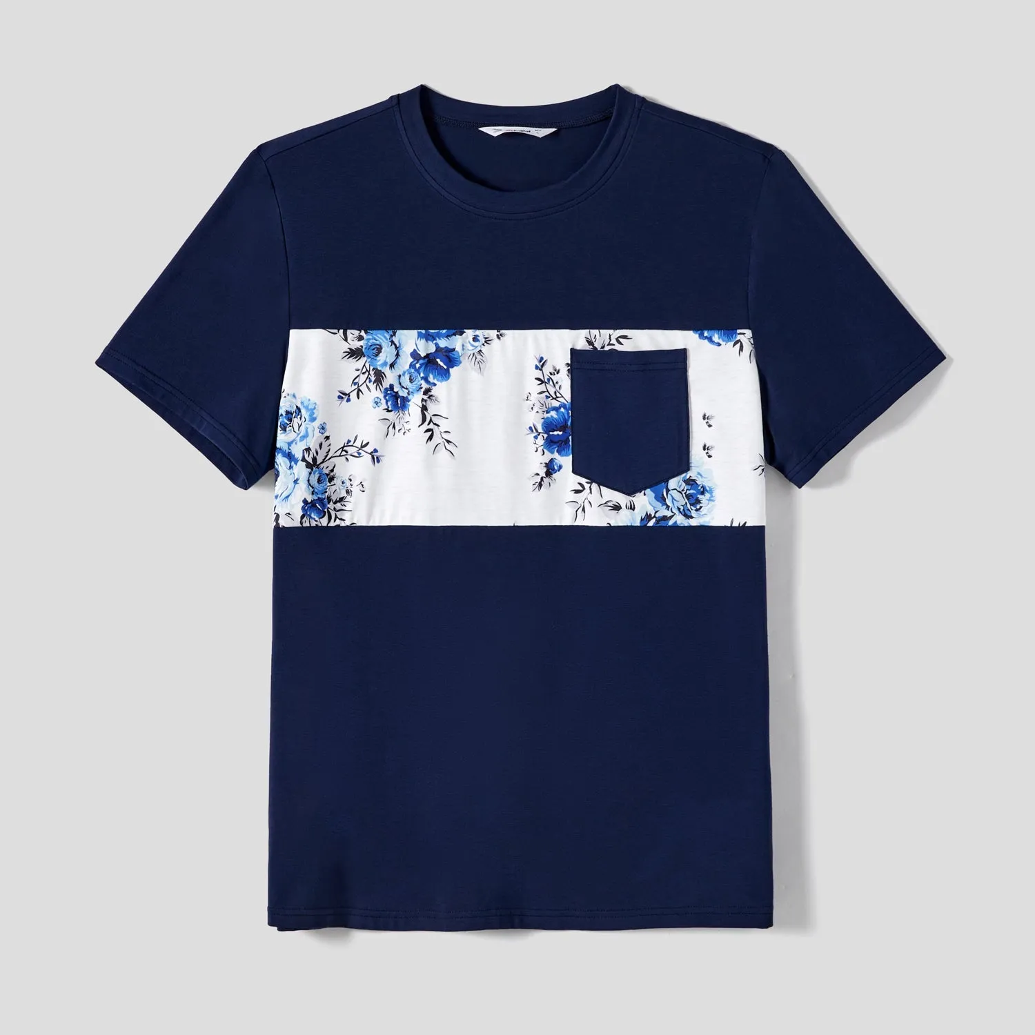Family Matching Allover Floral Print  Dresses and Short-sleeve Colorblock T-shirts Sets