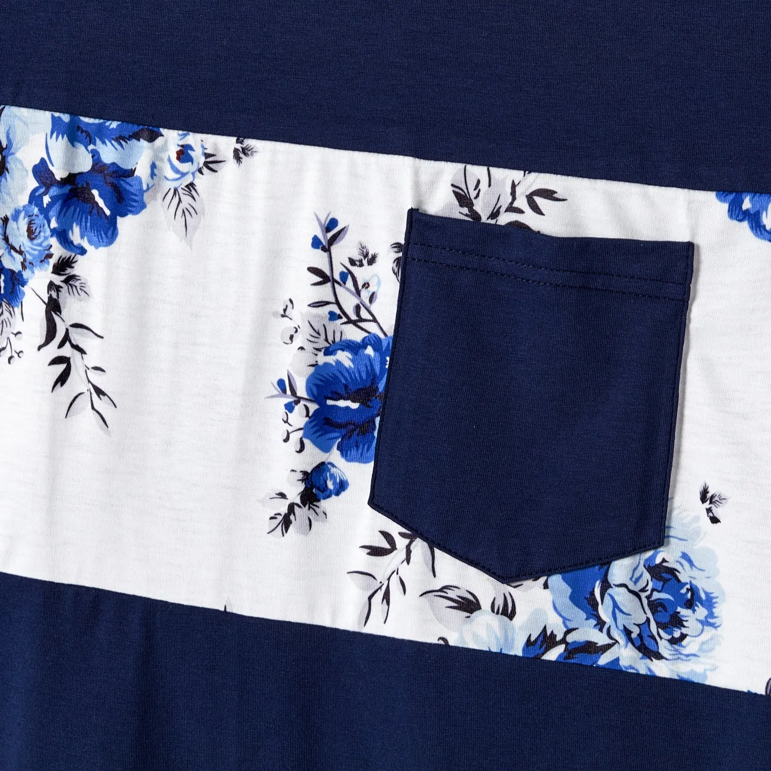 Family Matching Allover Floral Print  Dresses and Short-sleeve Colorblock T-shirts Sets
