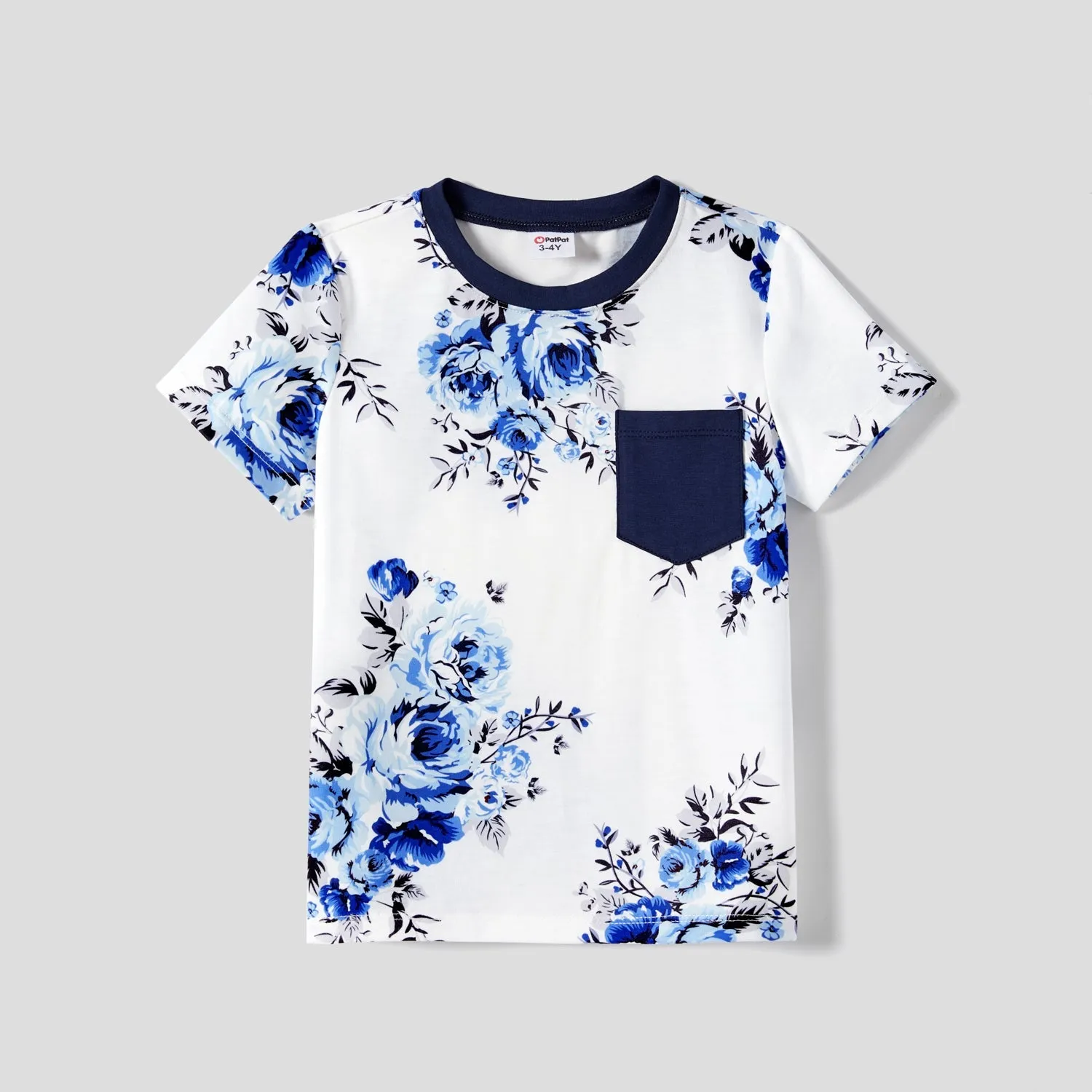 Family Matching Allover Floral Print  Dresses and Short-sleeve Colorblock T-shirts Sets