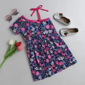 Floral Open Strap Sleeve Dress
