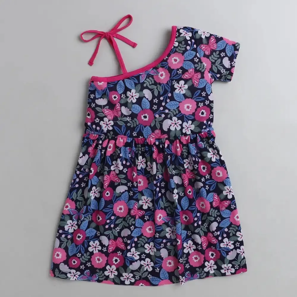 Floral Open Strap Sleeve Dress