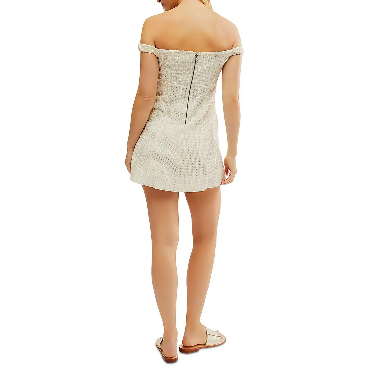 Free People Womens Berry Kiss Off-The-Shoulder Pocket Mini Dress