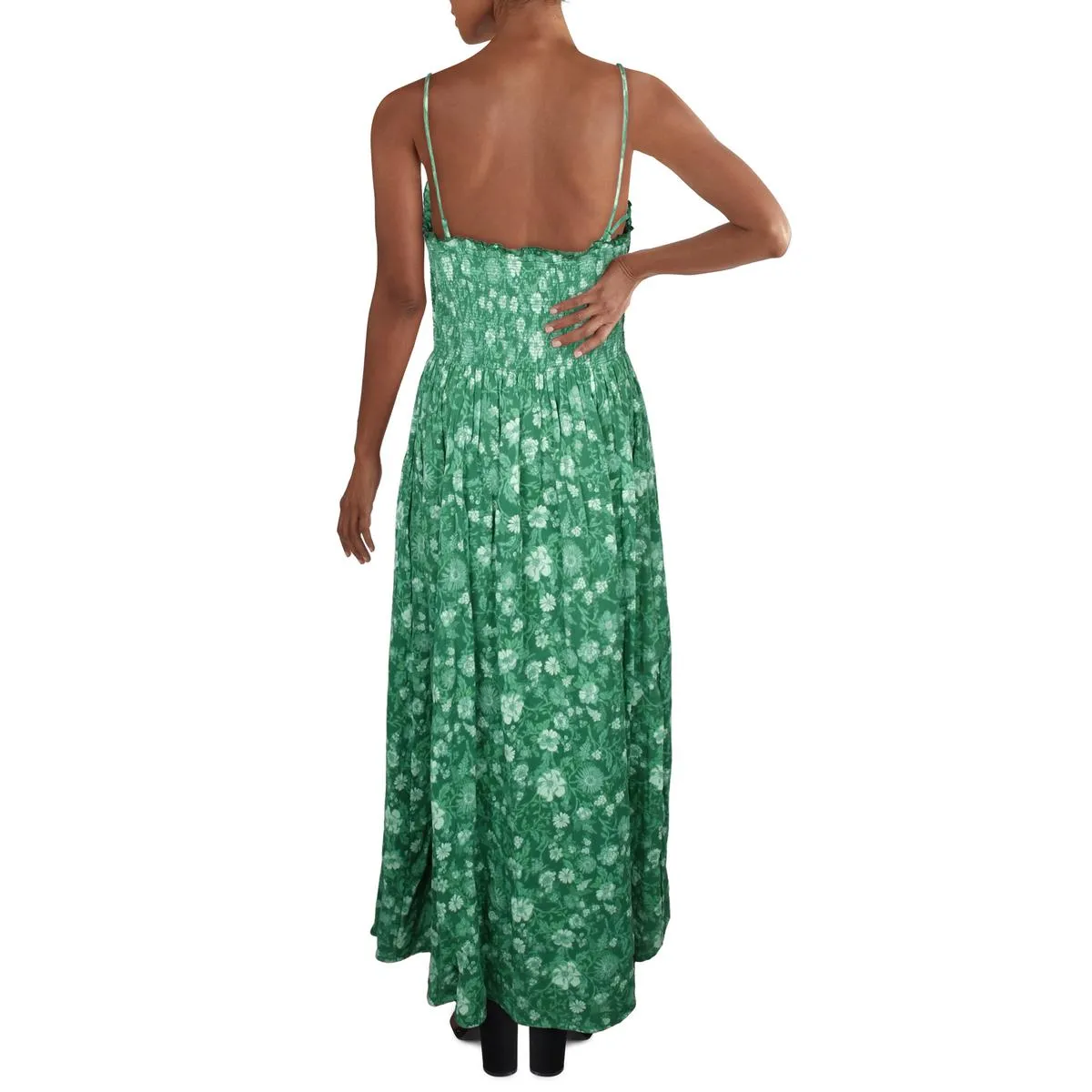 Free People Womens Printed Ruffled Maxi Dress