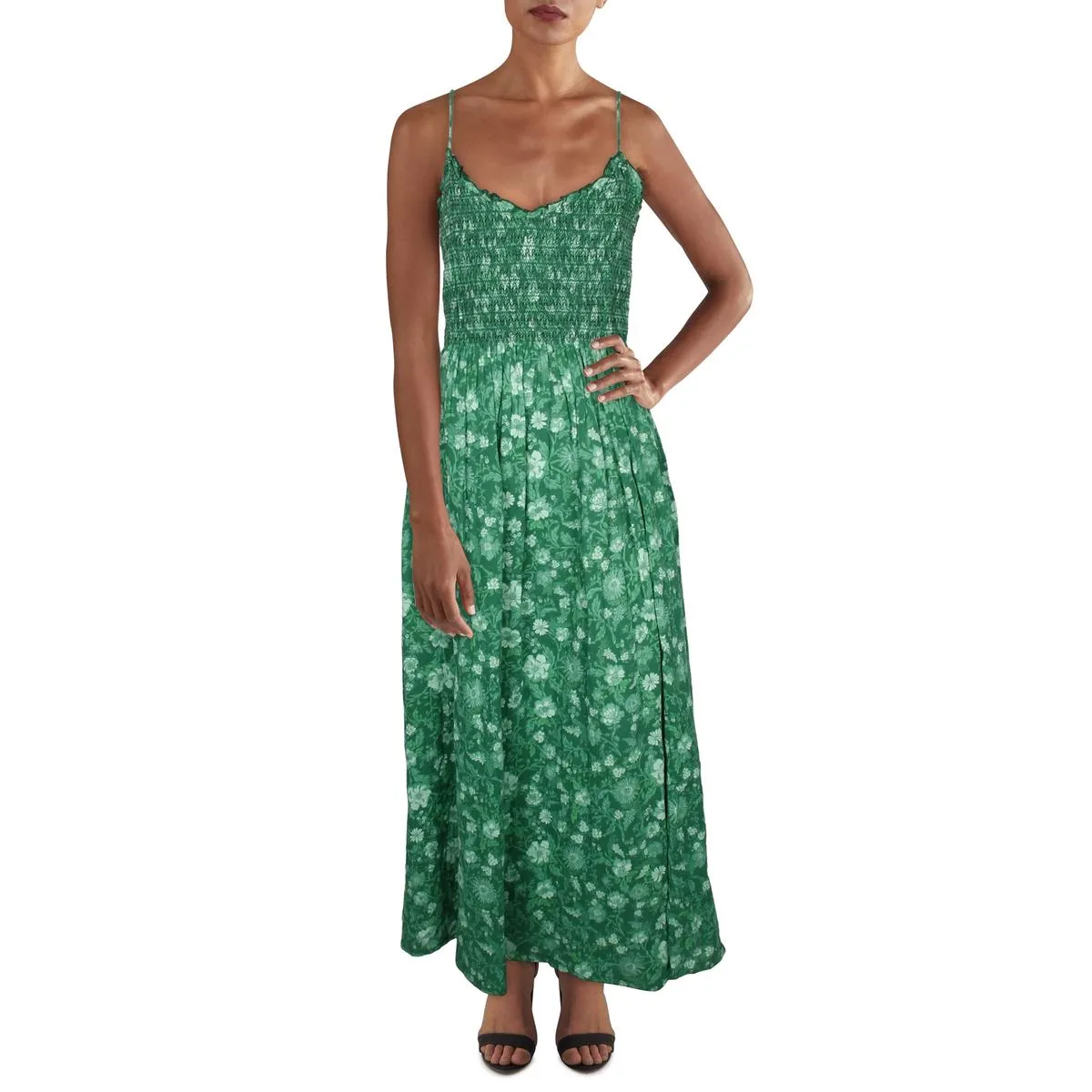 Free People Womens Printed Ruffled Maxi Dress