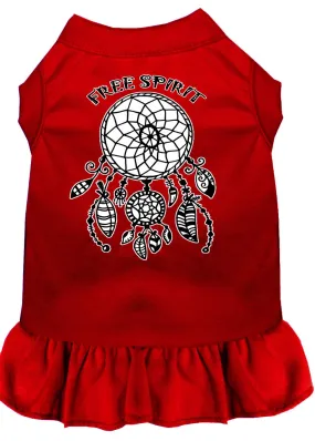 Free Spirit Screen Print Dog Dress Red Lg (14)