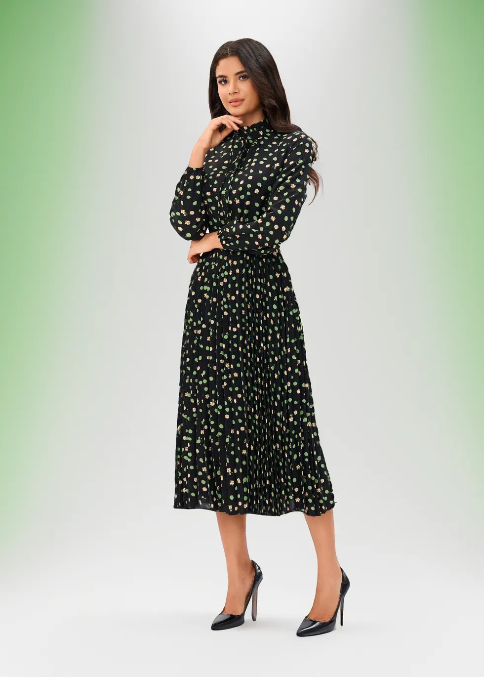 Green Foliage Midi Dress