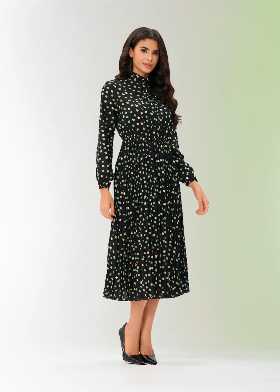 Green Foliage Midi Dress