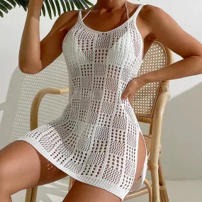 Halter Fashion Mini Slim Spaghetti Lattice Sexy Boho Beach Summer Texture Dress
