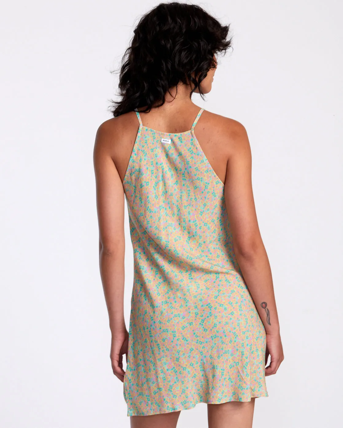 Harlow High Neck Mini Dress - Neon Green