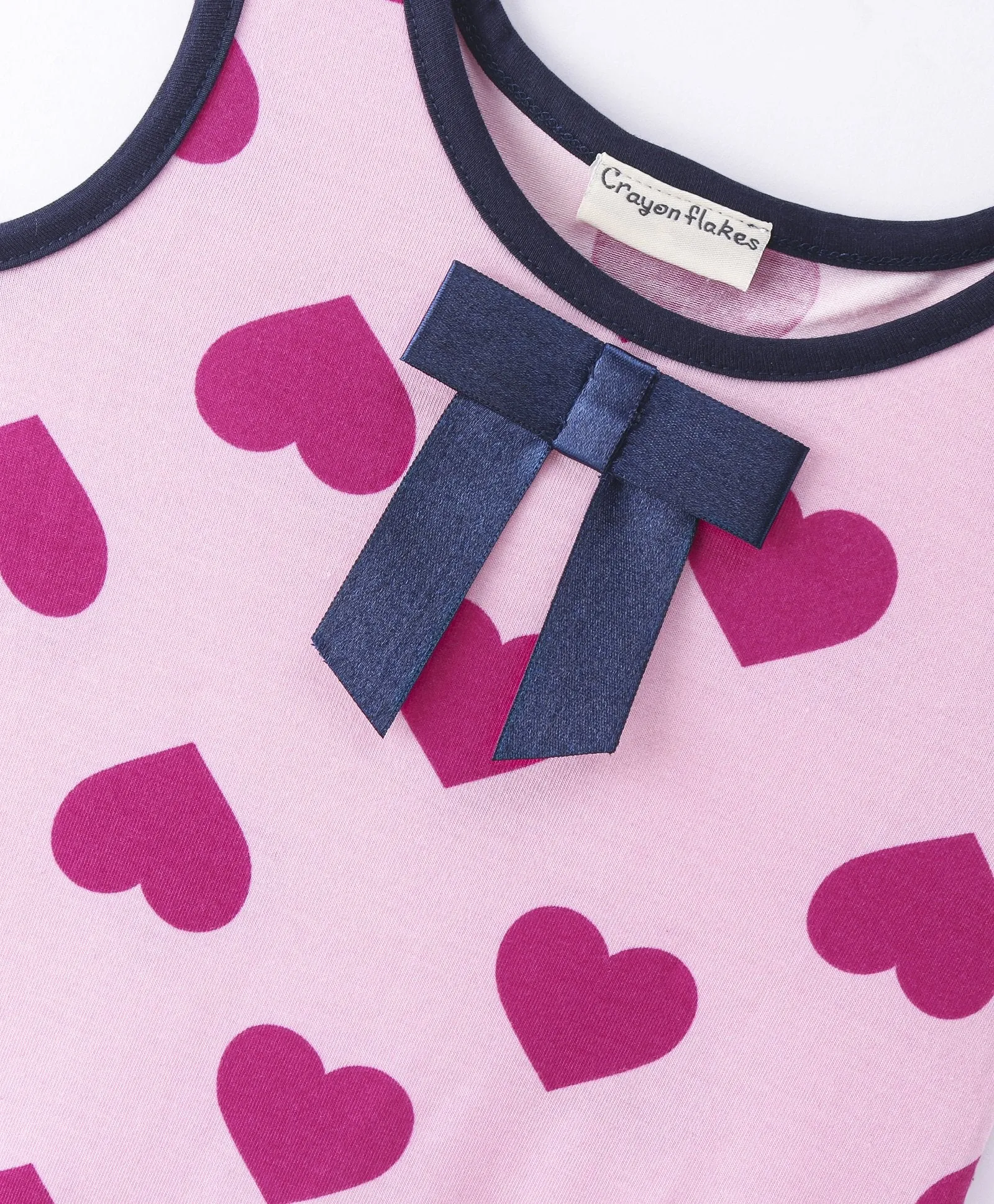 Hearts Printed Straight Sleeveless Dress