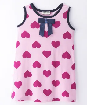 Hearts Printed Straight Sleeveless Dress