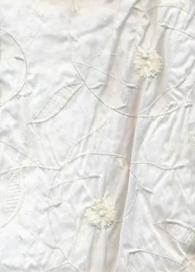 Ivory silk dupioni with Ivory self embroidery 54" wide
